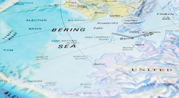 El estrecho de Bering que conecta Rusia con Alaska