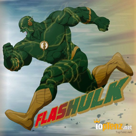 Mashup de Flash y Hulk como FlasHulk