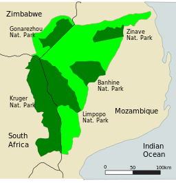 Bosquejo del Parque Transfronterizo del Gran Limpopo