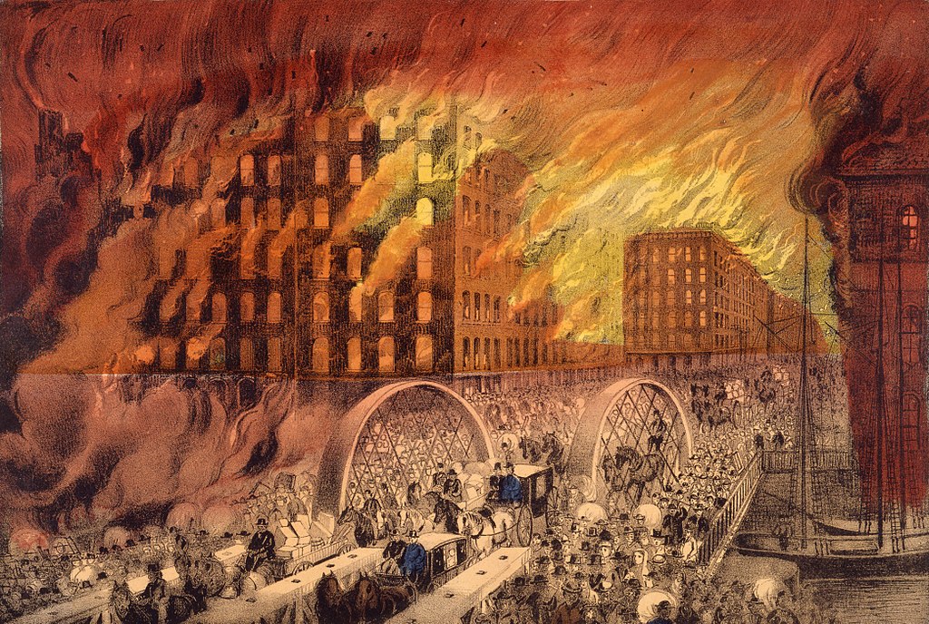 Chicago in Flames de Currier & Ives, 1871 (recortado)