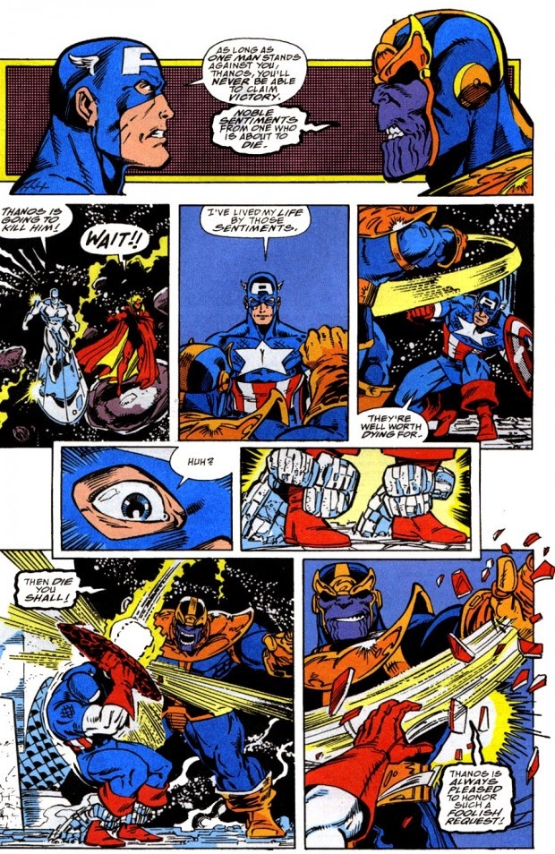 Resultado de la imagen para Capitán América vs.Thanos (octubre de 1991) The Infinity Gauntlet # 4