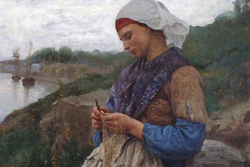Une Fille de Pecheur (la hija de un pescador) por Jules Breton del siglo XIX.