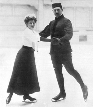 Anna Hubler y Heinrich Burger, quienes capturaron la competencia de patinaje artístico por parejas en los Juegos Olímpicos de Verano de 1908.  (Informe oficial de la Cuarta Olimpiada de Londres 1908)